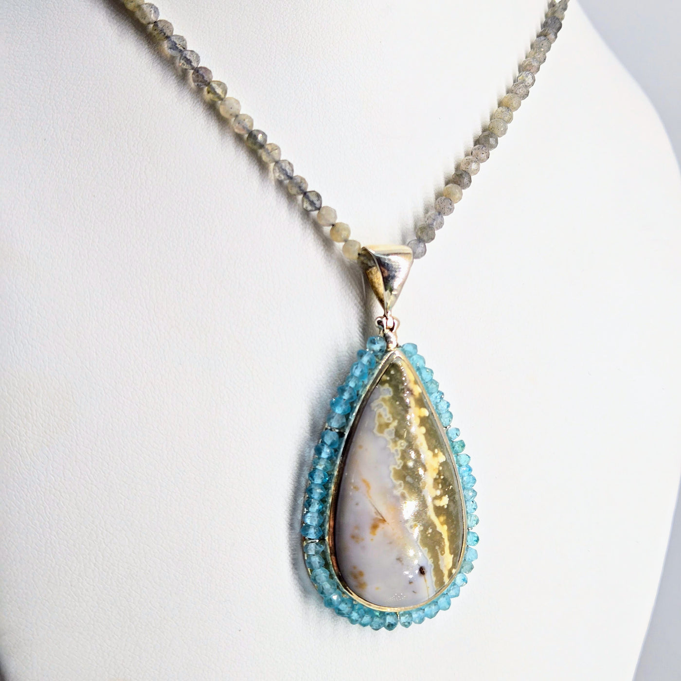 "Ocean Wellness" Pendant Necklace - Jasper, Apatite, Labradorite, Sterling