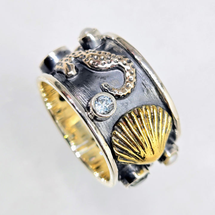 "Boticelli's Dream" Rings - Pearls, Topaz, Sterling, Bronze Accents