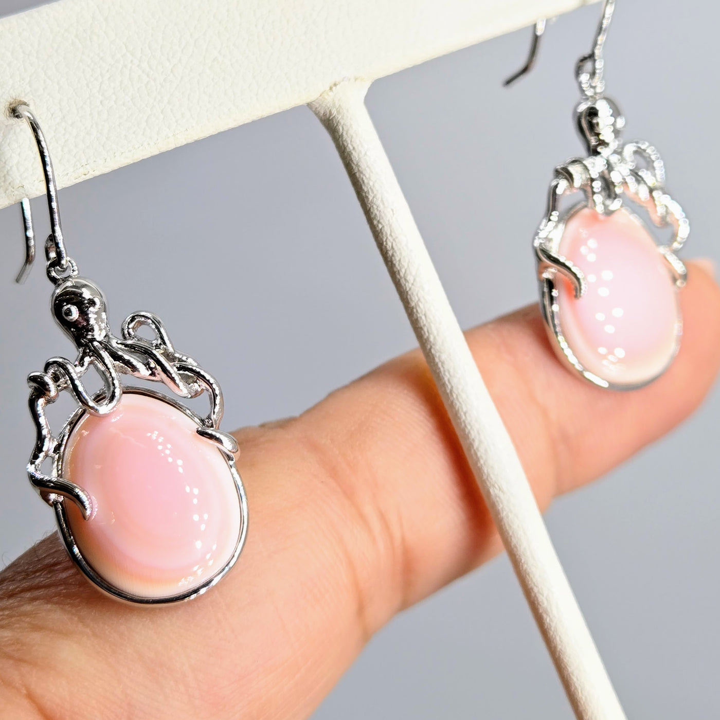 "Conch-topus" 1.5" Earrings - Conch Shell, Anti-tarnish Sterling