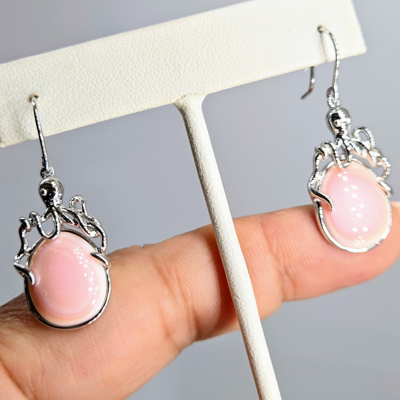 "Conch-topus" 1.5" Earrings - Conch Shell, Anti-tarnish Sterling