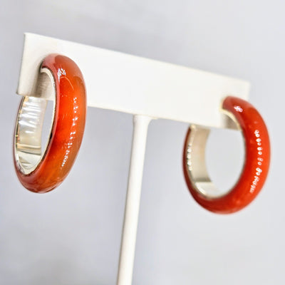 "Cinnamon Girl" 1.25" Hoop Earrings - Carnelian, Sterling