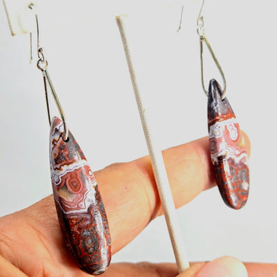 "Crazy Special" 2.75" Earrings - Crazy Lace Agate, Sterling