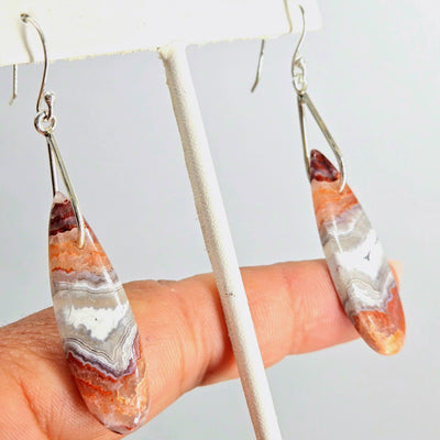 "Crazy Special" 2.75" Earrings - Crazy Lace Agate, Sterling