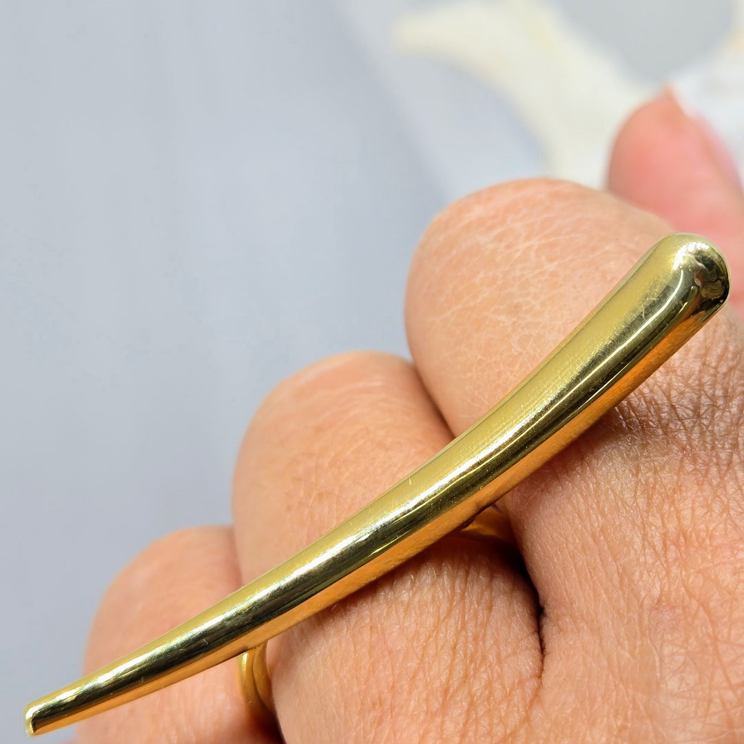 "Swoosh" Sz 8.5 Ring - Anti-tarnish 18k Gold Sterling