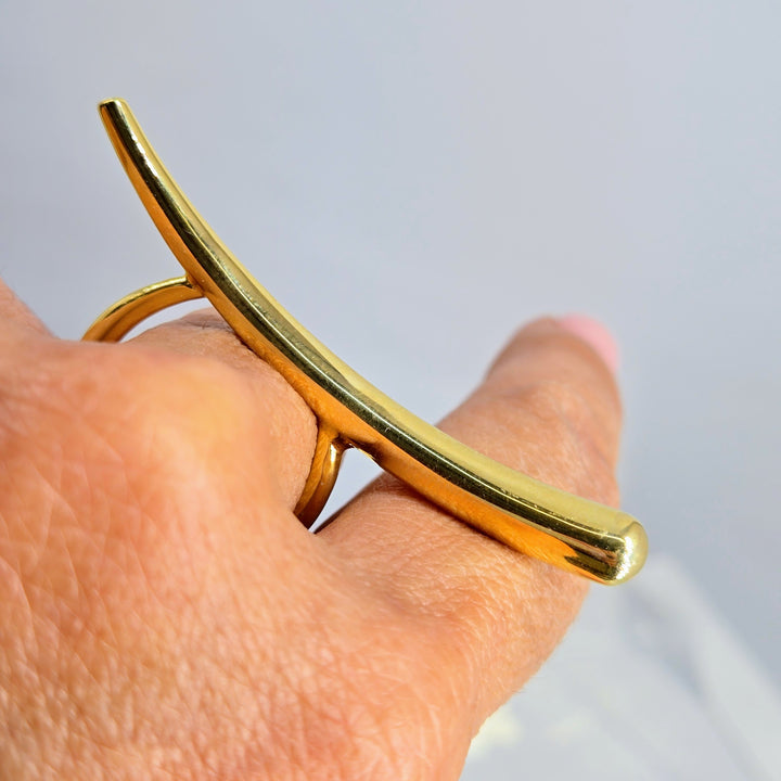 "Swoosh" Sz 8.5 Ring - Anti-tarnish 18k Gold Sterling