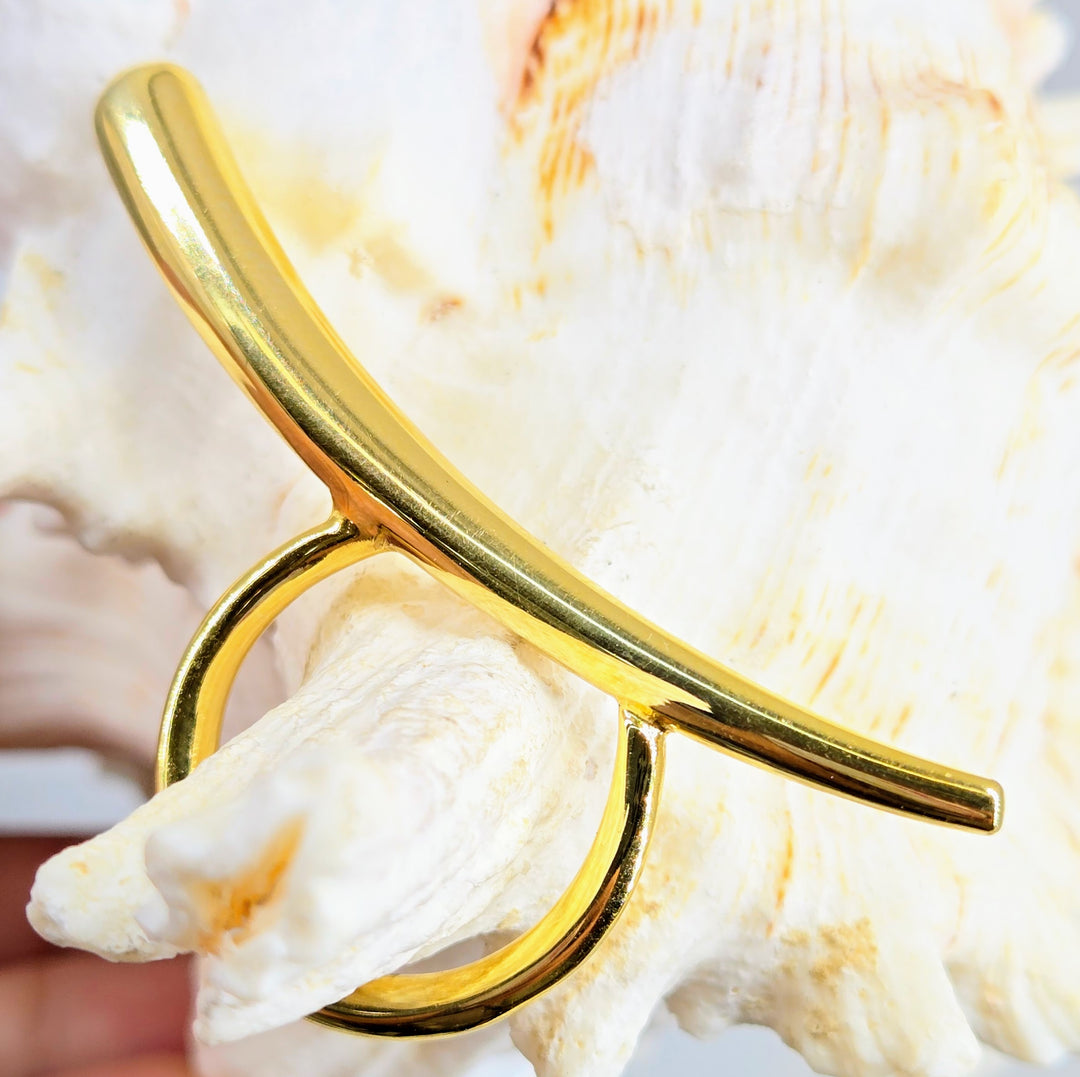 "Swoosh" Sz 8.5 Ring - Anti-tarnish 18k Gold Sterling