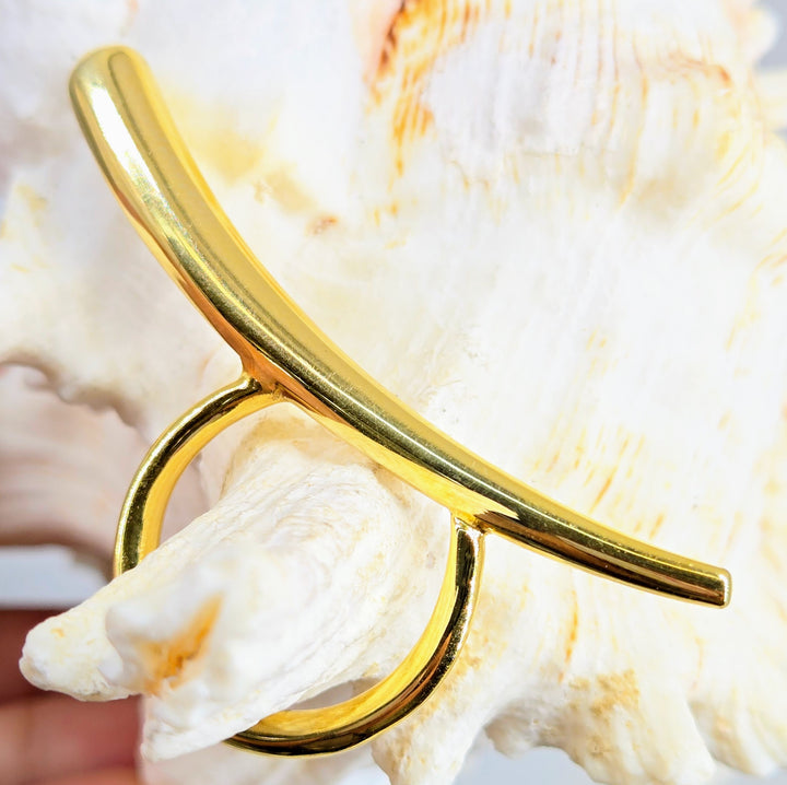 "Swoosh" Sz 8.5 Ring - Anti-tarnish 18k Gold Sterling