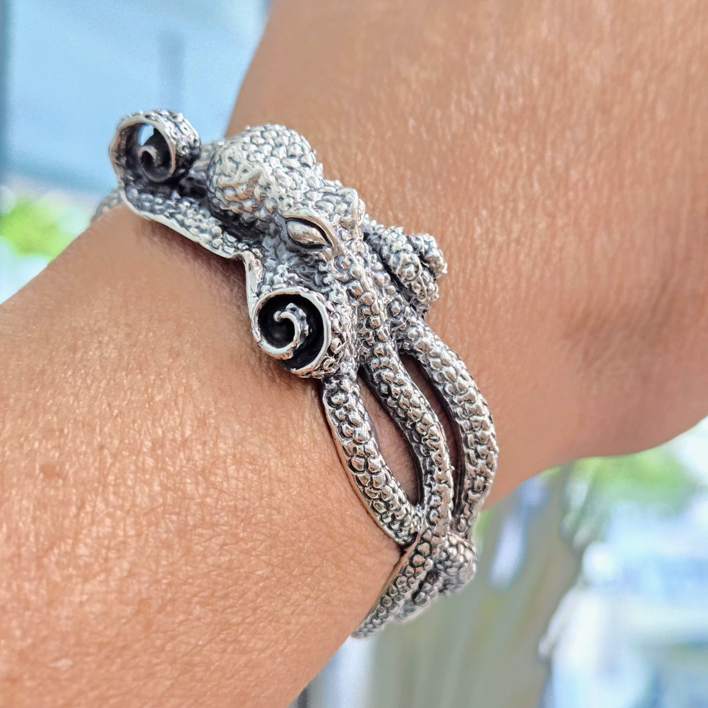 "Octopus Friend" Sz Med. Cuff Bracelet - Sterling