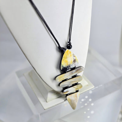 "Sooner Or Ladder" Pendant Necklace - Horn, Cotton