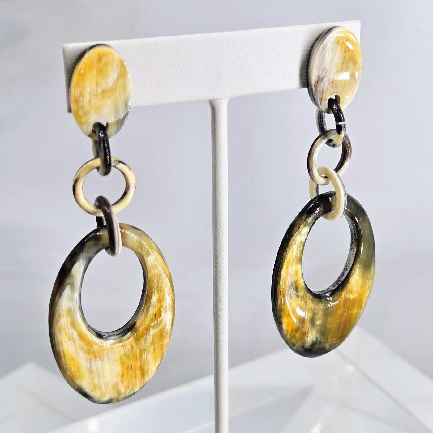 "Wilder Hoops" 3.25" Earrings - Horn, Sugical Steel