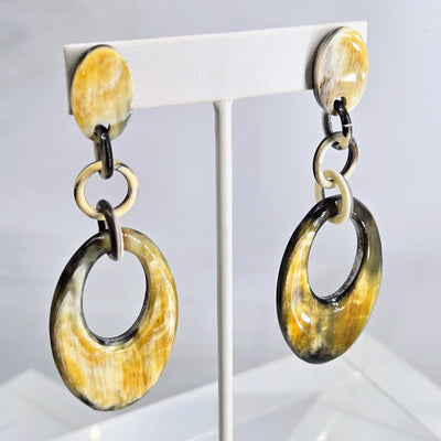 "Wilder Hoops" 3.25" Earrings - Horn, Sugical Steel