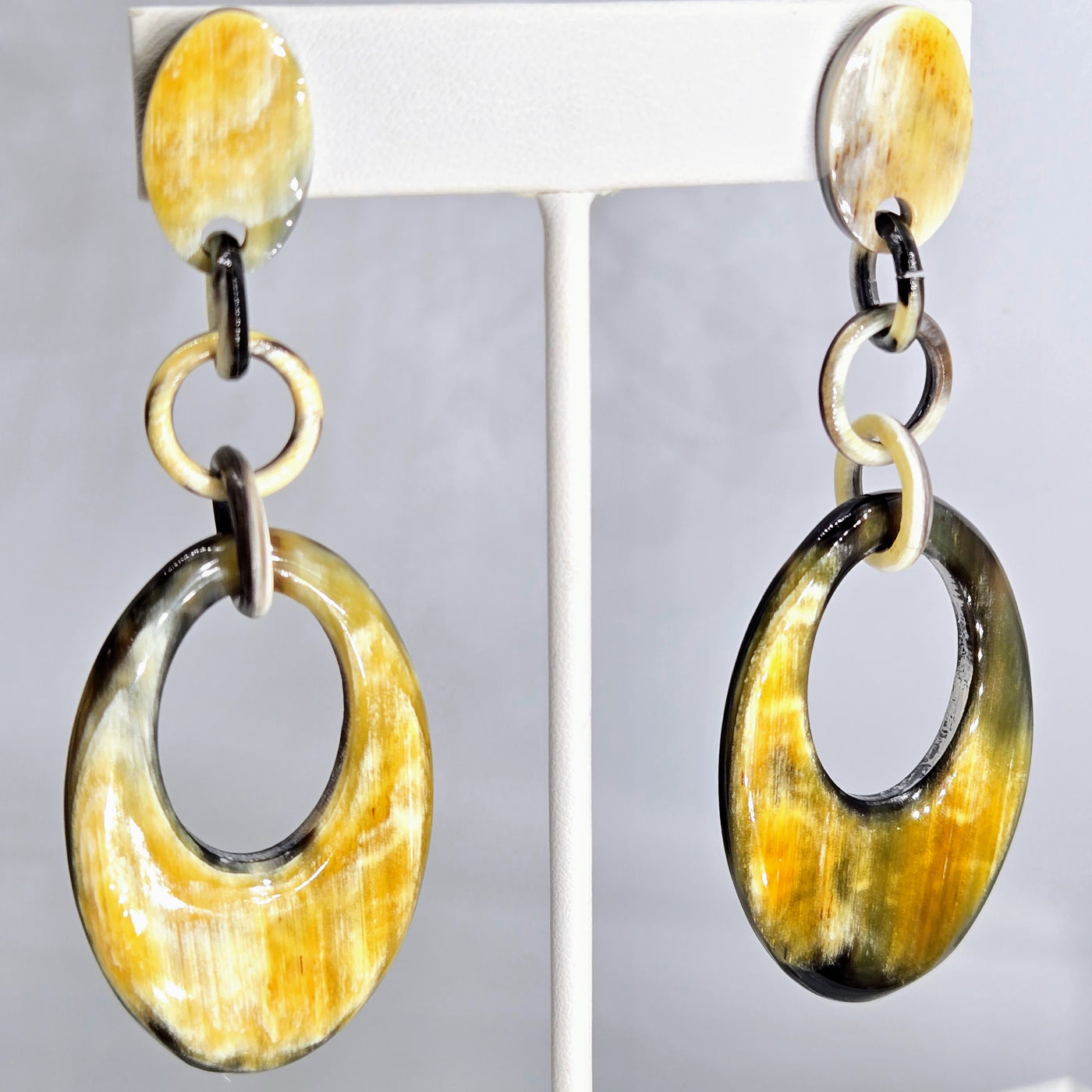 "Wilder Hoops" 3.25" Earrings - Horn, Sugical Steel