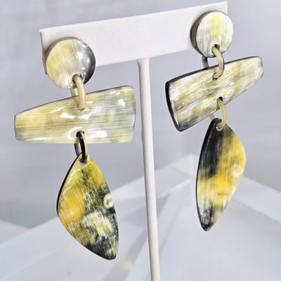 "Wild Side" 3.25" Earrings - Horn, Sugical Steel