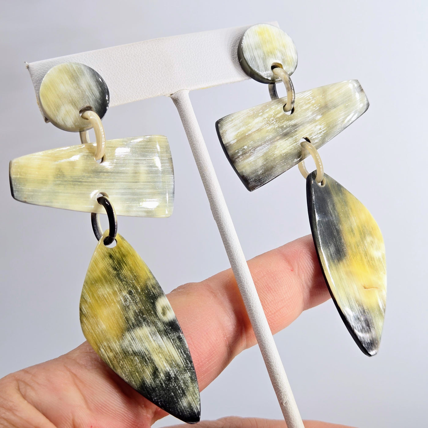 "Wild Side" 3.25" Earrings - Horn, Sugical Steel