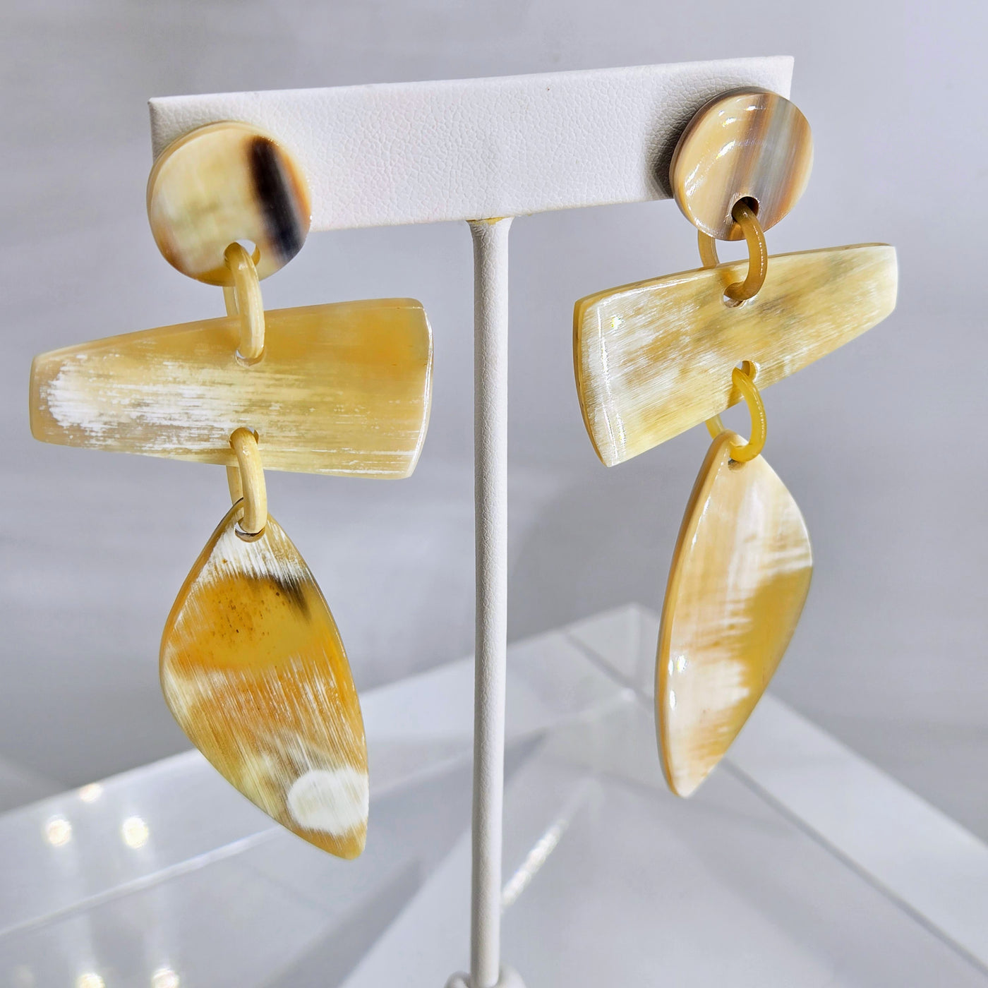 "Wild Side" 3.25" Earrings - Horn, Sugical Steel