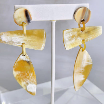 "Wild Side" 3.25" Earrings - Horn, Sugical Steel