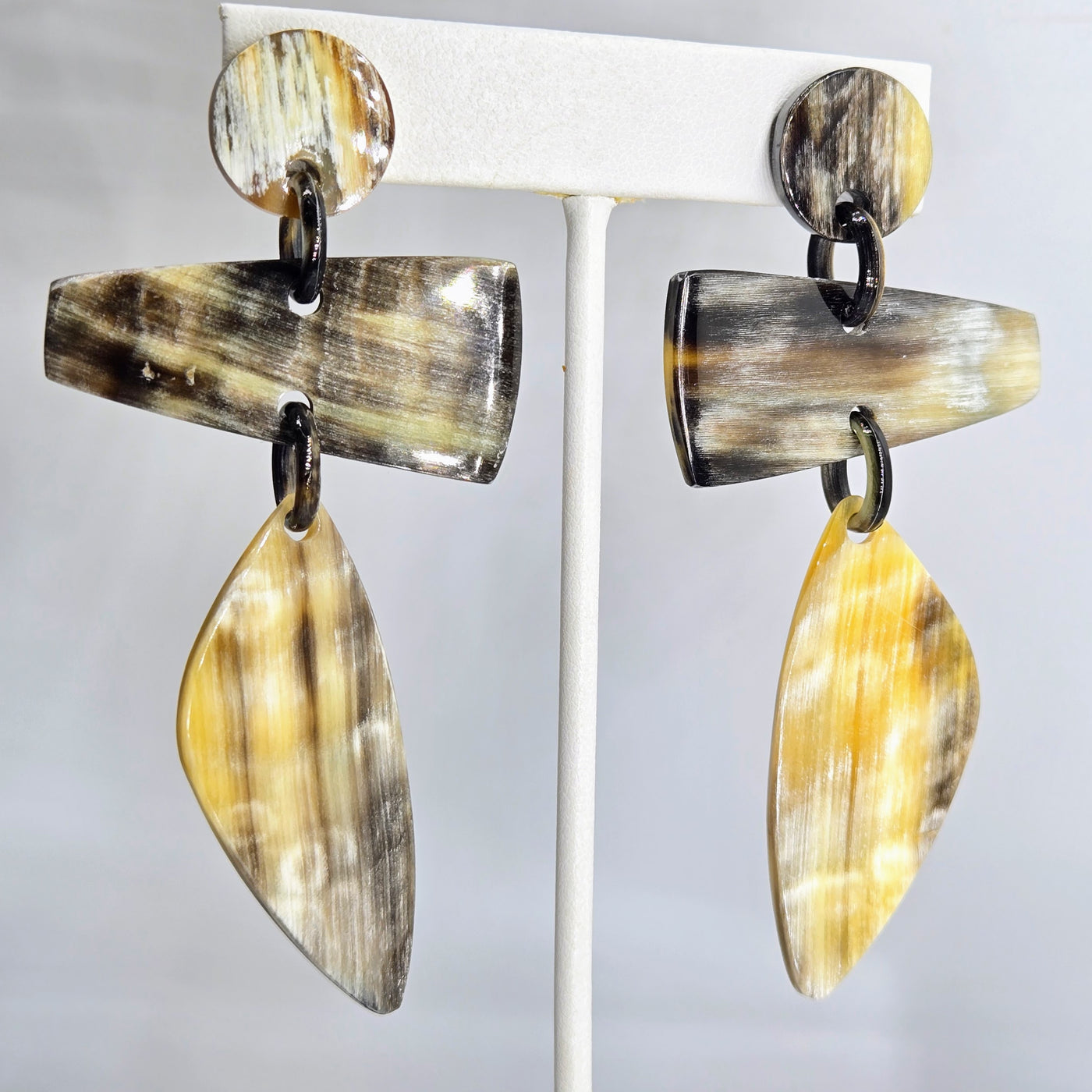 "Wild Side" 3.25" Earrings - Horn, Sugical Steel