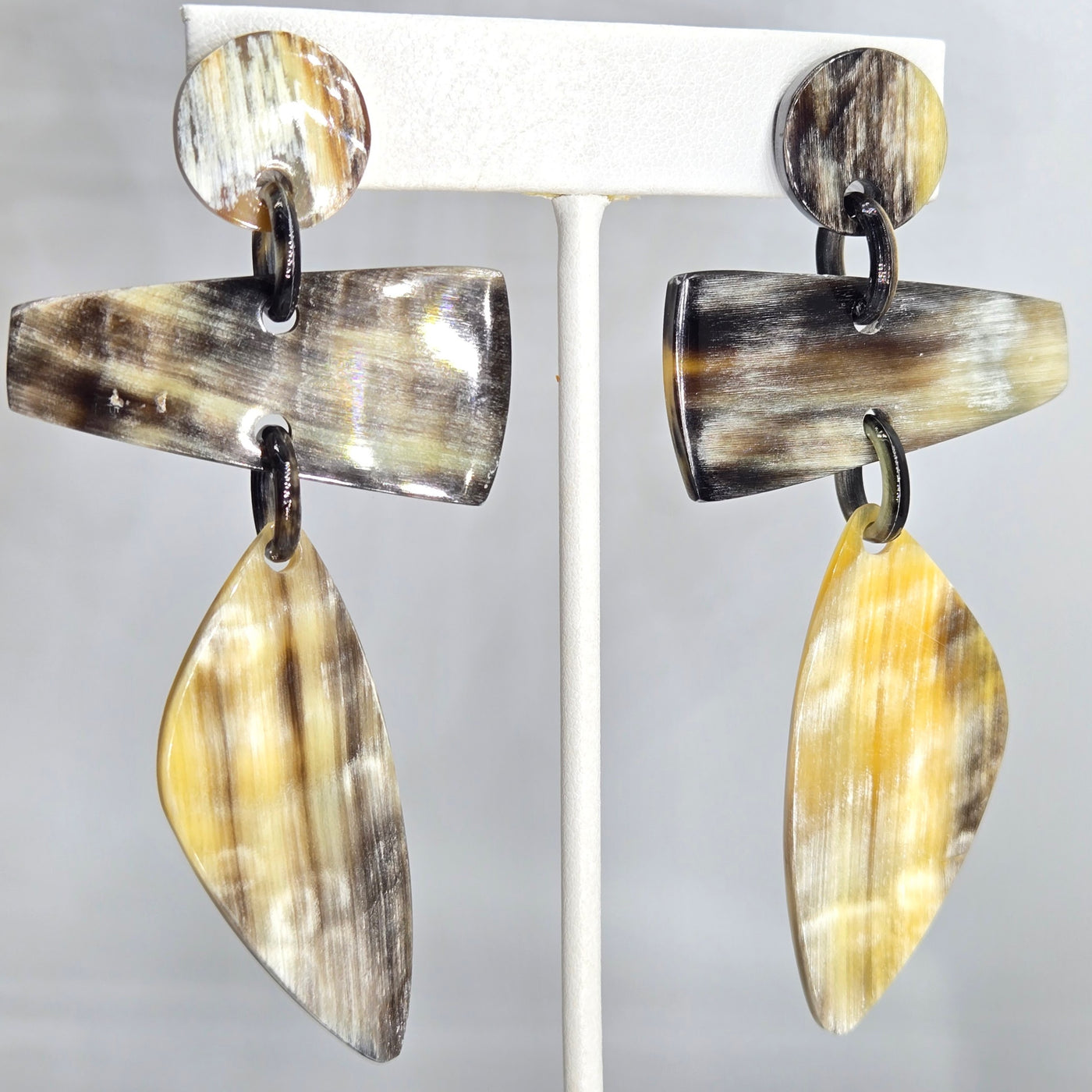 "Wild Side" 3.25" Earrings - Horn, Sugical Steel