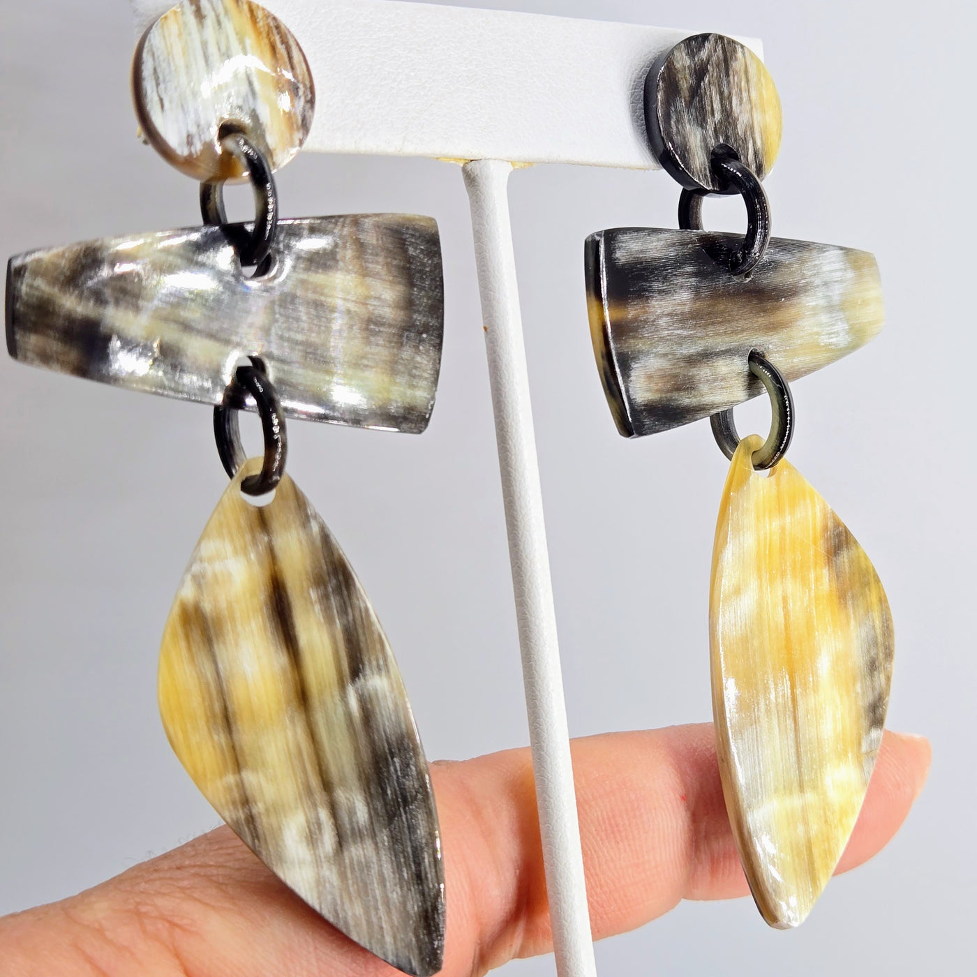 "Wild Side" 3.25" Earrings - Horn, Sugical Steel