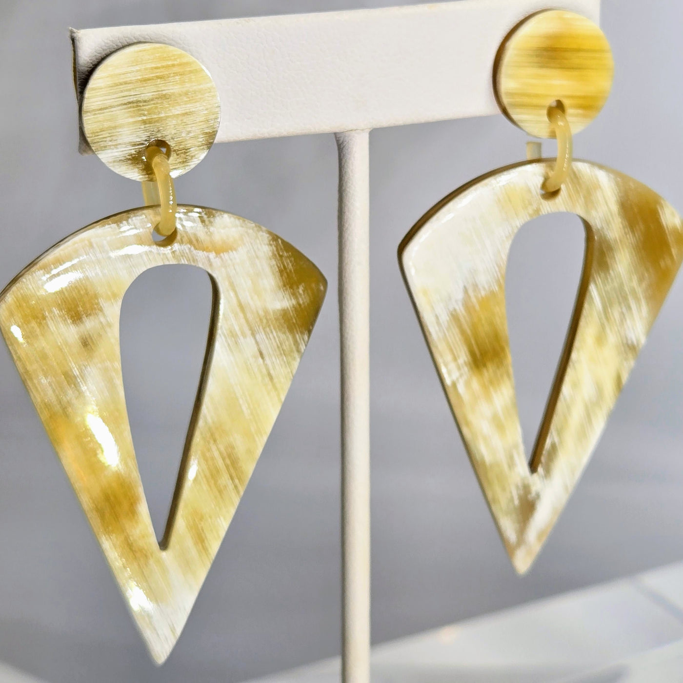 "Butterscotch Babes" 3" Earrings - Horn, Sugical Steel