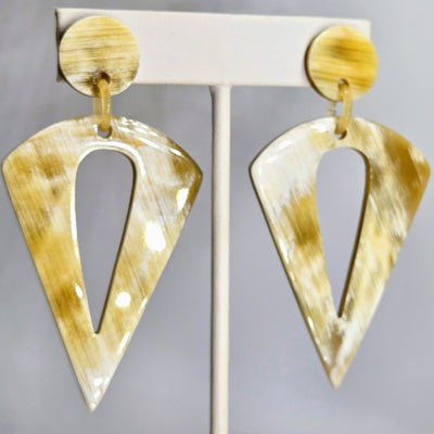 "Butterscotch Babes" 3" Earrings - Horn, Sugical Steel
