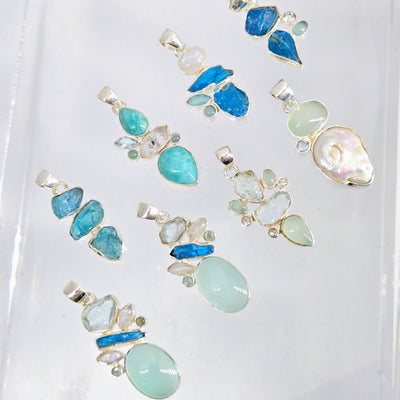 "The Rock Show Blues" Pendants - (Your Choice) Mixed Gems, Sterling