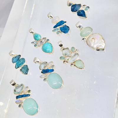 "The Rock Show Blues" Pendants - (Your Choice) Mixed Gems, Sterling