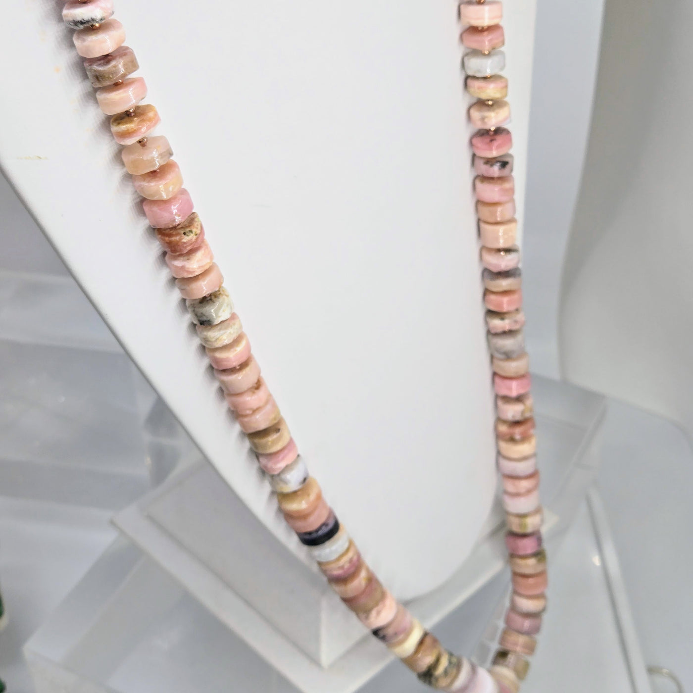 "Rosey Pinks!" 36" Necklace - Peruvian Pink Opal, Rose Gold Sterling