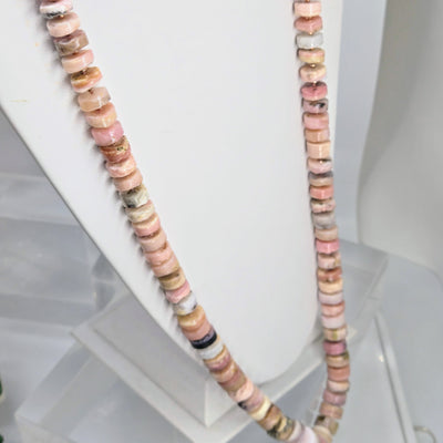 "Rosey Pinks!" 36" Necklace - Peruvian Pink Opal, Rose Gold Sterling