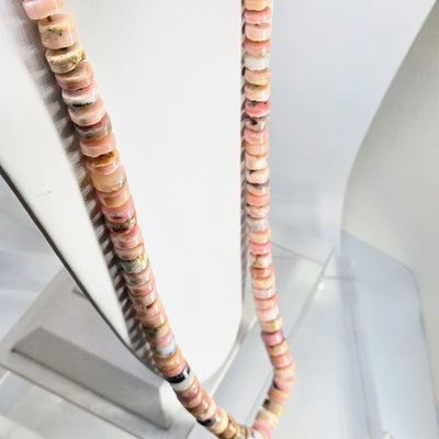 "Rosey Pinks!" 36" Necklace - Peruvian Pink Opal, Rose Gold Sterling