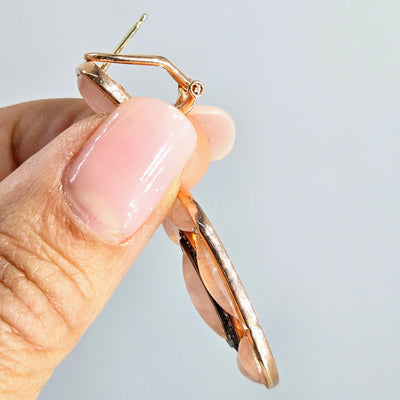 "Soft Flamingo" 2" Earrings - Rose Quartz, Topaz, Anti-tarnish Rose Gold Sterling