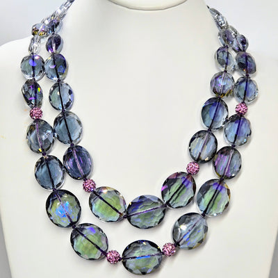 "Intoxicating Heliotrope" 20" - 22" Necklace - Swarovski Crystals, Silver-plate