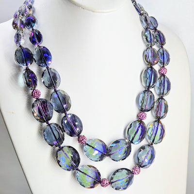 "Intoxicating Heliotrope" 20" - 22" Necklace - Swarovski Crystals, Silver-plate
