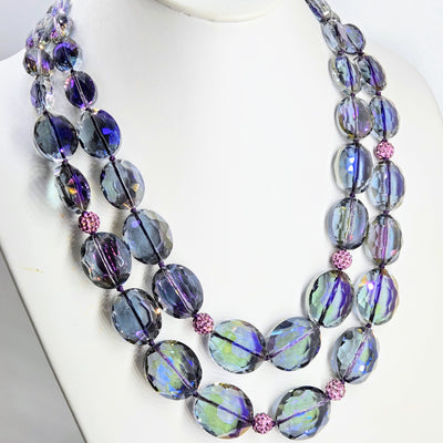 "Intoxicating Heliotrope" 20" - 22" Necklace - Swarovski Crystals, Silver-plate