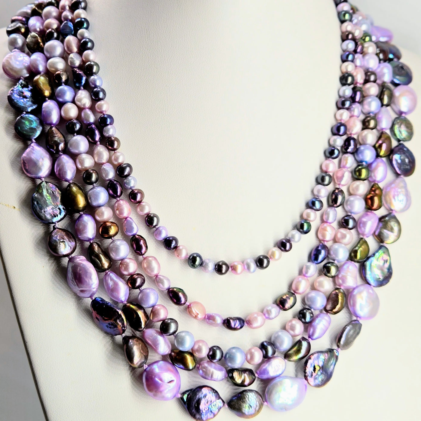 "Lovely Lavenders" 20" Necklace - Pearls, Sterling