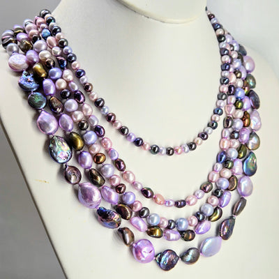 "Lovely Lavenders" 20" Necklace - Pearls, Sterling