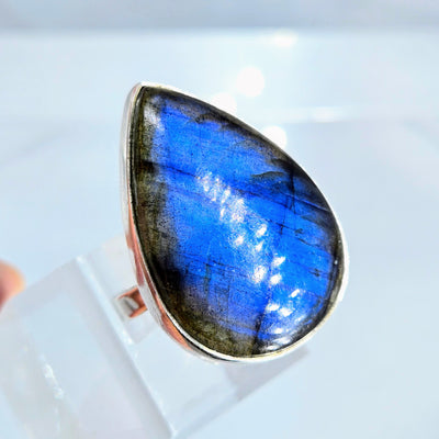 "Old Blue" Adjustable Sz Ring - Labradorite, Sterling