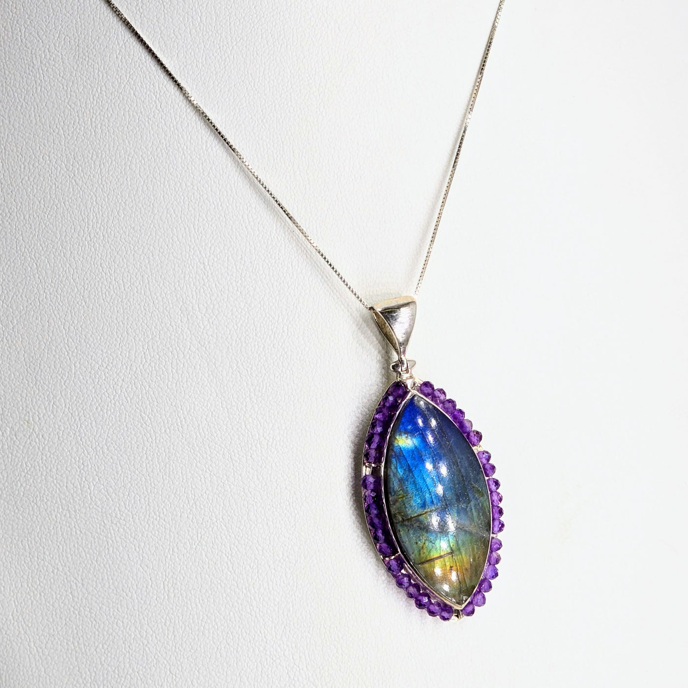"Mystic Flash-tastic" Pendant Necklace - Labradorite, Amethyst, Sterling