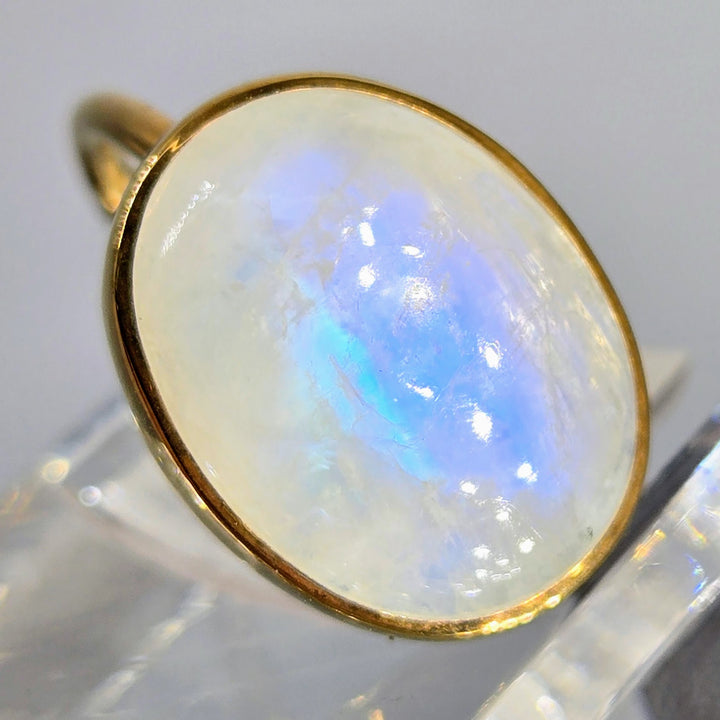 "Blue Moon" Sz 7.75 Ring - Moonstone, 18k Gold Sterling