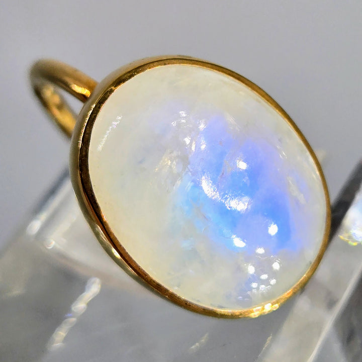 "Blue Moon" Sz 7.75 Ring - Moonstone, 18k Gold Sterling