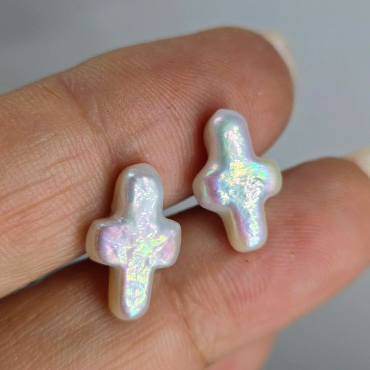 "Saved!" .5" Earrings - Pearl, Sterling