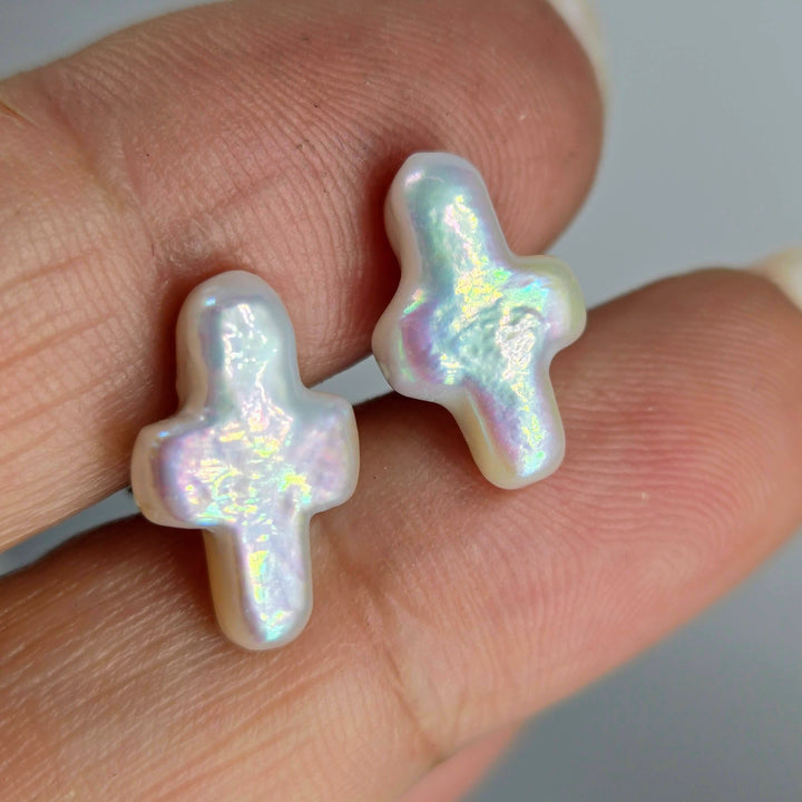 "Saved!" .5" Earrings - Pearl, Sterling