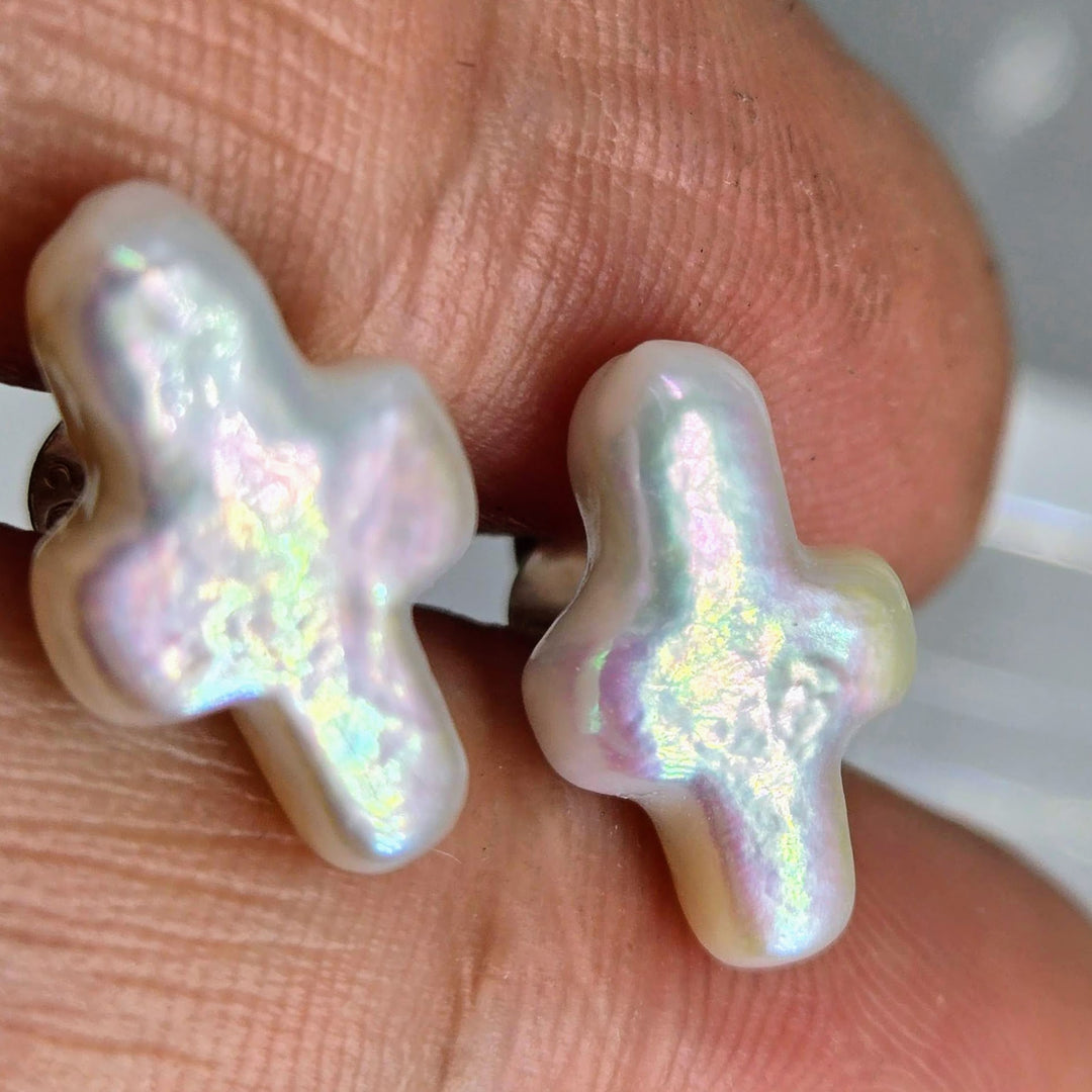 "Saved!" .5" Earrings - Pearl, Sterling