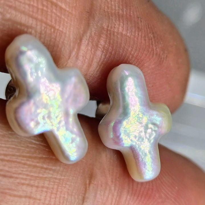 "Saved!" .5" Earrings - Pearl, Sterling