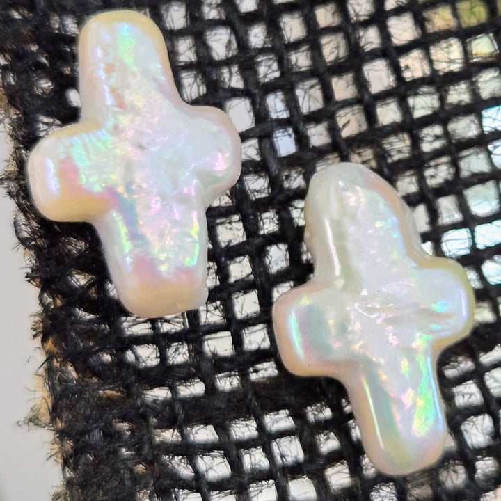 "Saved!" .5" Earrings - Pearl, Sterling