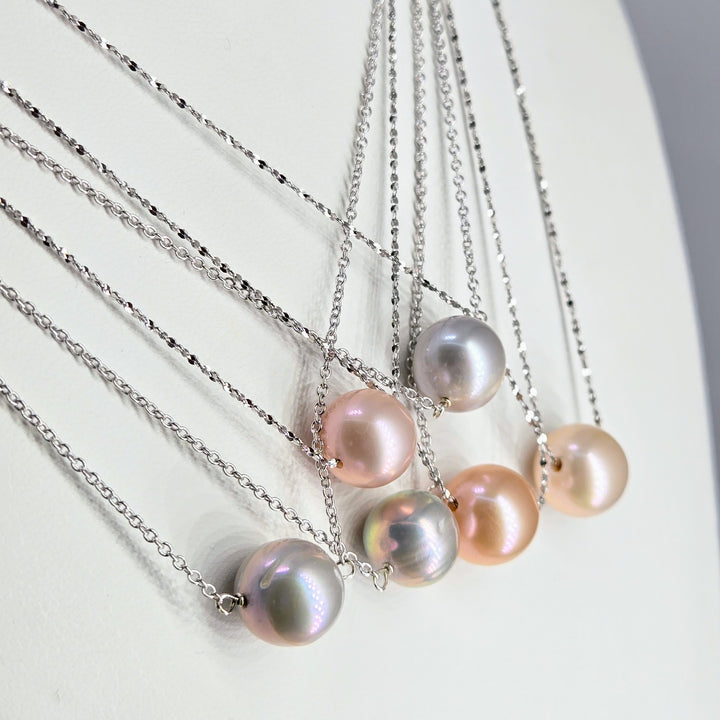"'Floating' Pearl" Pendant Necklace - Pearl, Anti-tarnish Sterling