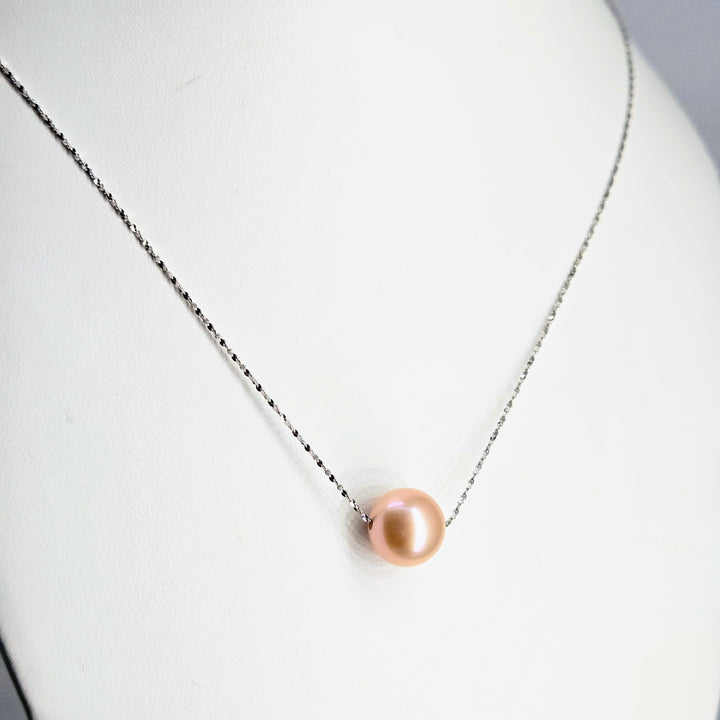 "'Floating' Pearl" Pendant Necklace - Pearl, Anti-tarnish Sterling