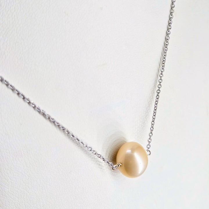 "'Floating' Pearl" Pendant Necklace - Pearl, Anti-tarnish Sterling