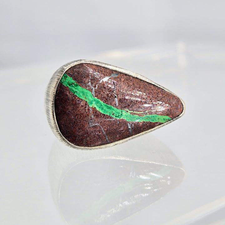 "Thin Mint" Sz 7 Ring - Chrysocholla in Matrix, Sterling