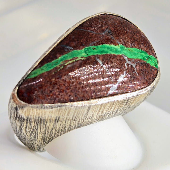 "Thin Mint" Sz 7 Ring - Chrysocholla in Matrix, Sterling